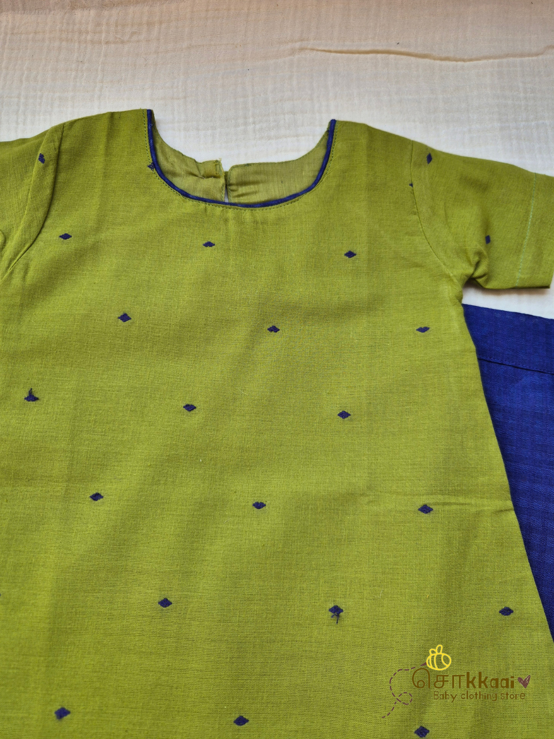 Parrot Green & Royal Blue Chudi Set (1-5years) - Sokkaai