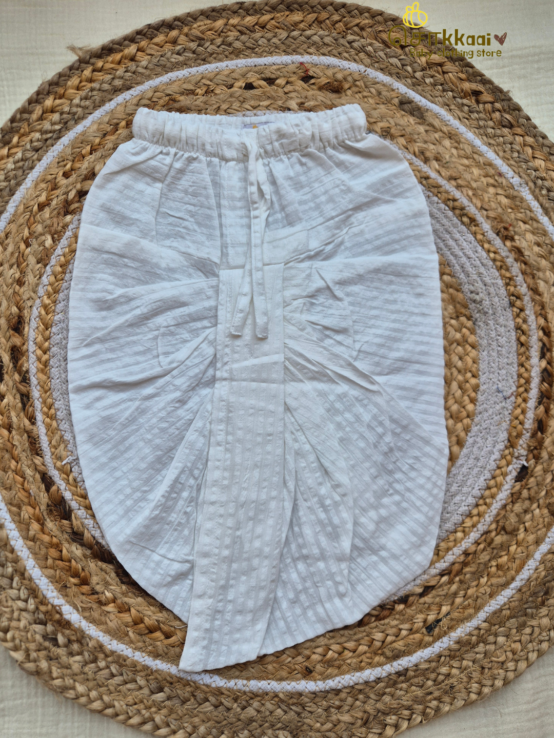 White Stripes Cotton Dhoti Pant (0-5years) Sokkaai