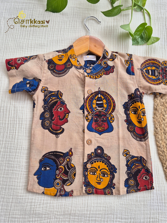 Heritage Mural Kalamkari Mandarin Collar Shirt (0-6yrs) - Son