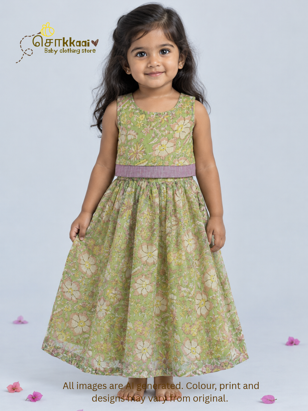 Spring Meadow Floral Kota Cotton Skirt & Top Set (6m-5years) - Sokkaai