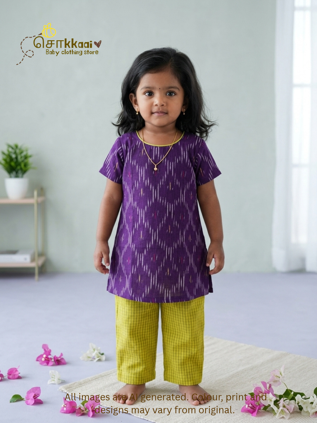 Royale Plum & Lime Chudi Set (1-5years) - Sokkaai