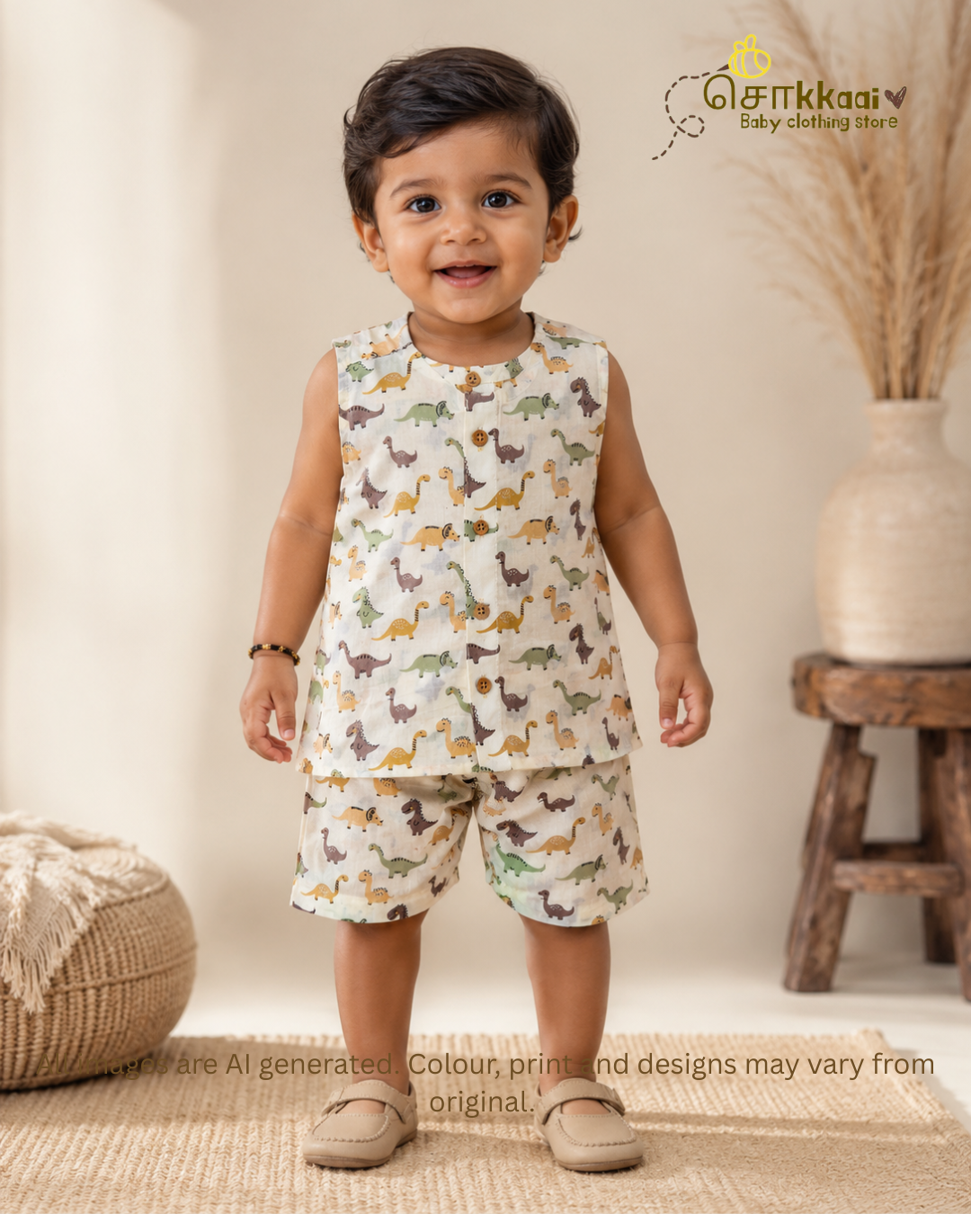 Dino World Cotton Coord Set (NB-3years) - Unisex - Sokkaai