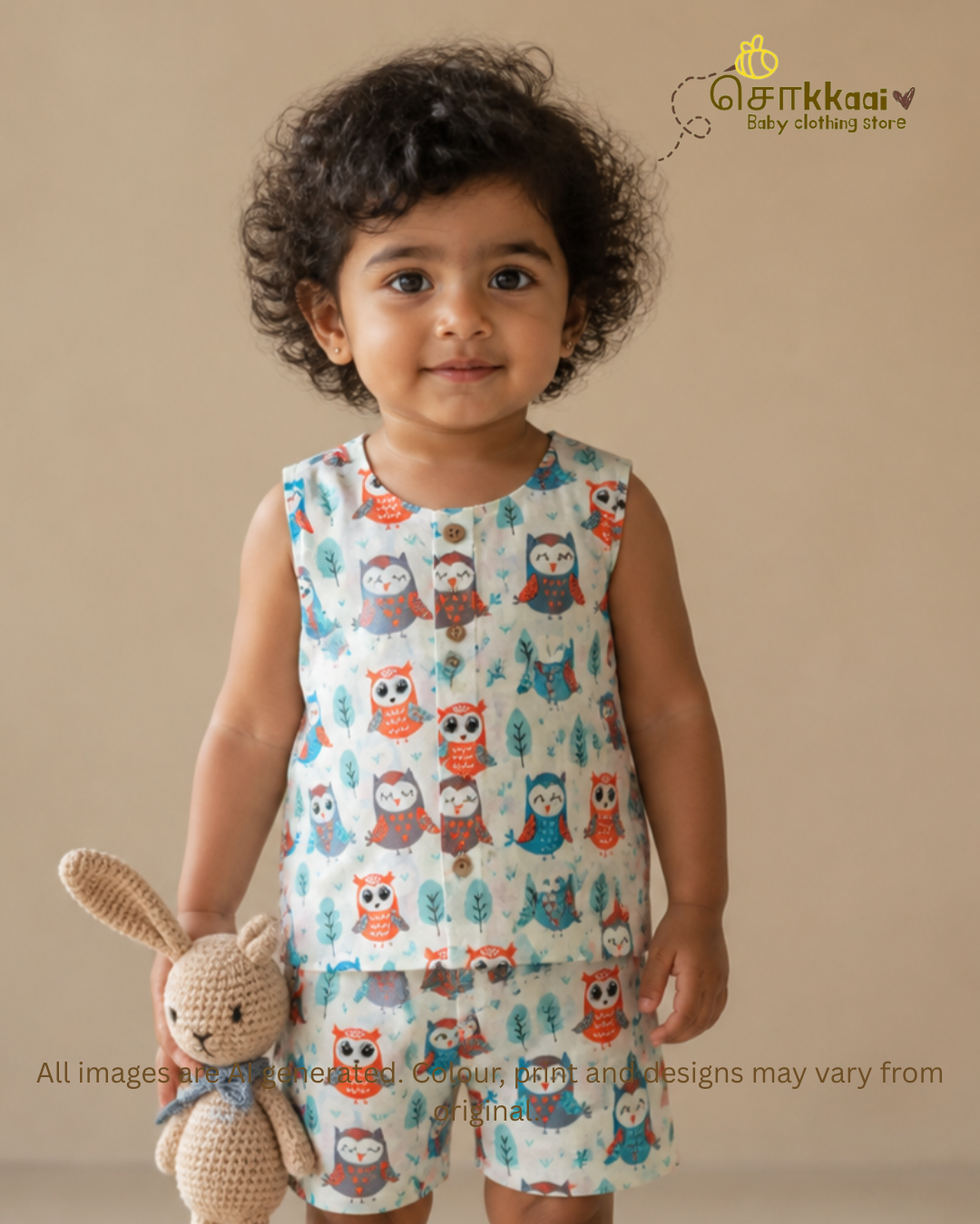 Owl Tales Cotton Coord Set (NB-3years) - Unisex - Sokkaai
