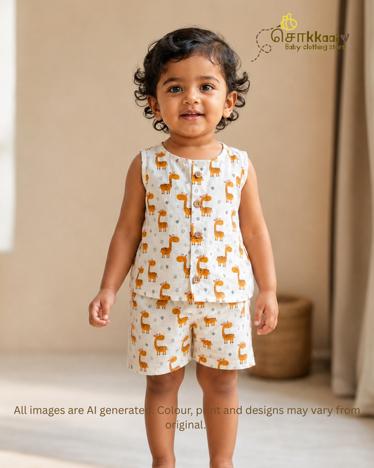 Little Giraffe Cotton Coord Set (NB-3years) - Unisex - Sokkaai