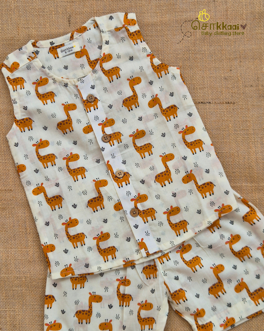 Little Giraffe Cotton Coord Set (NB-3years) - Unisex - Sokkaai