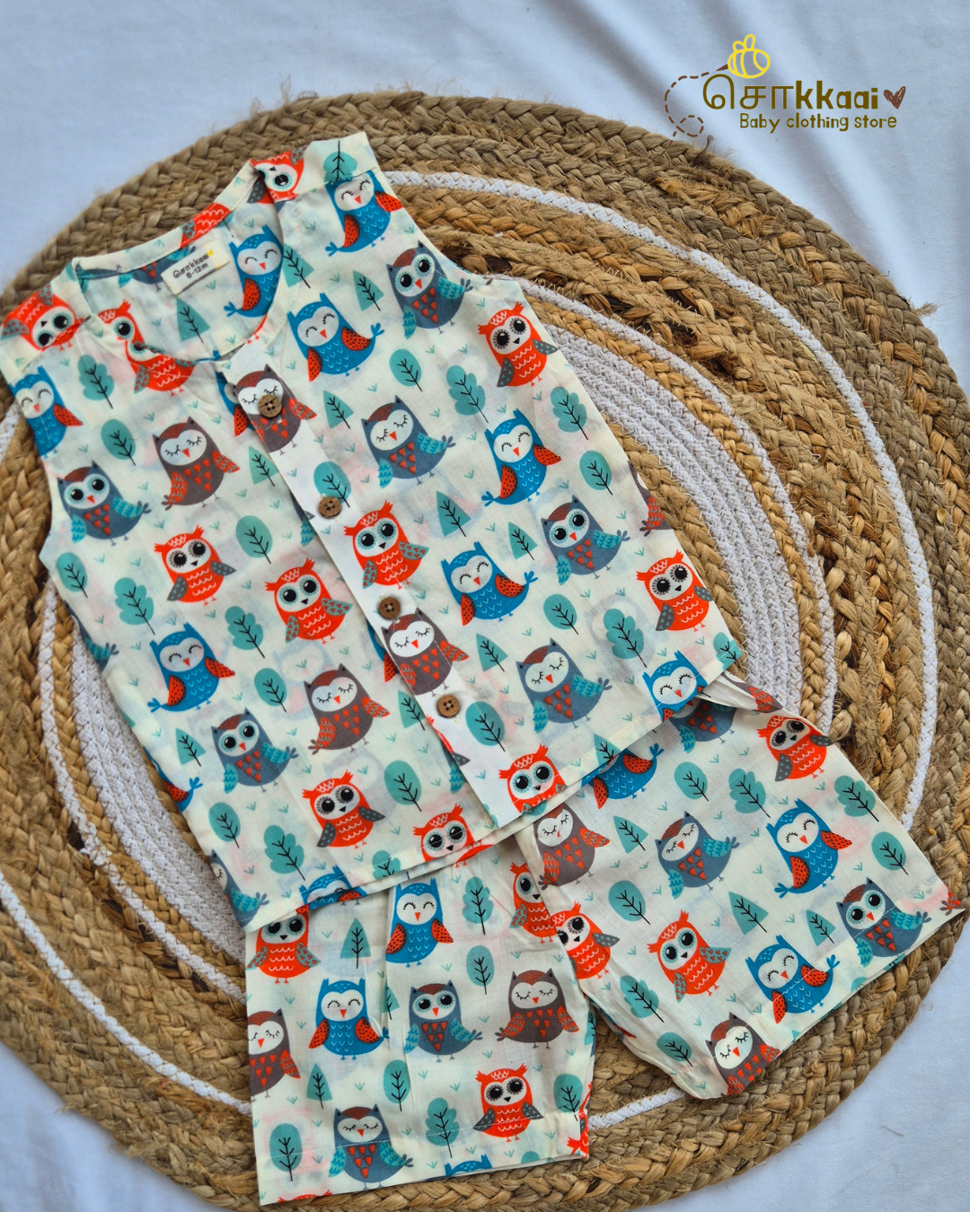 Owl Tales Cotton Coord Set (NB-3years) - Unisex - Sokkaai