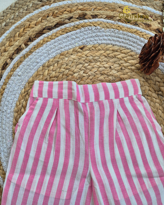Pink Box Check Frill Top with Palazzo Pants (1-6years) - Sokkaai