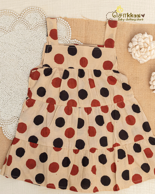Cinnamon Polka Tiered Frock (6m-6years) - Sokkaai