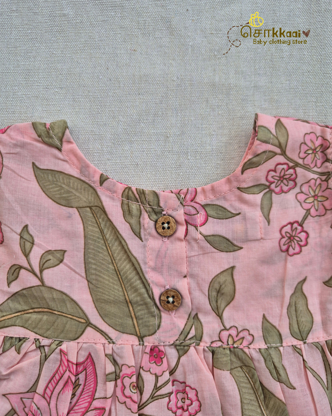 Blush Pink Floral Top & Forest Check Cotton Shorts Set (1-6years) - Sokkaai