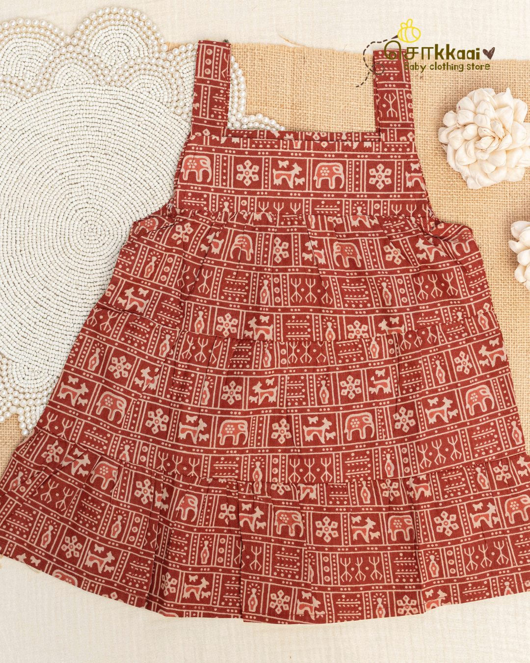 Rustic Red Tribal Tiered Frock (6m-6years) - Sokkaai