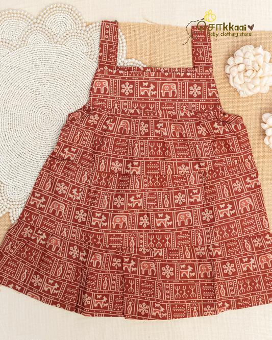 Rustic Red Tribal Tiered Frock (6m-6years) - Sokkaai