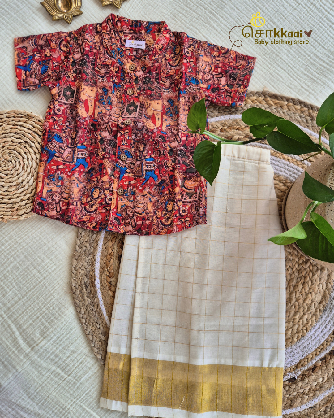 Onam Folklore Shirt with Veshti (6m-6yrs) - Sokkaai