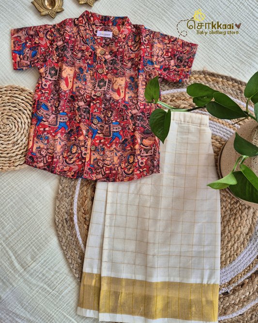 Onam Folklore Shirt with Veshti (6m-6yrs) - Sokkaai