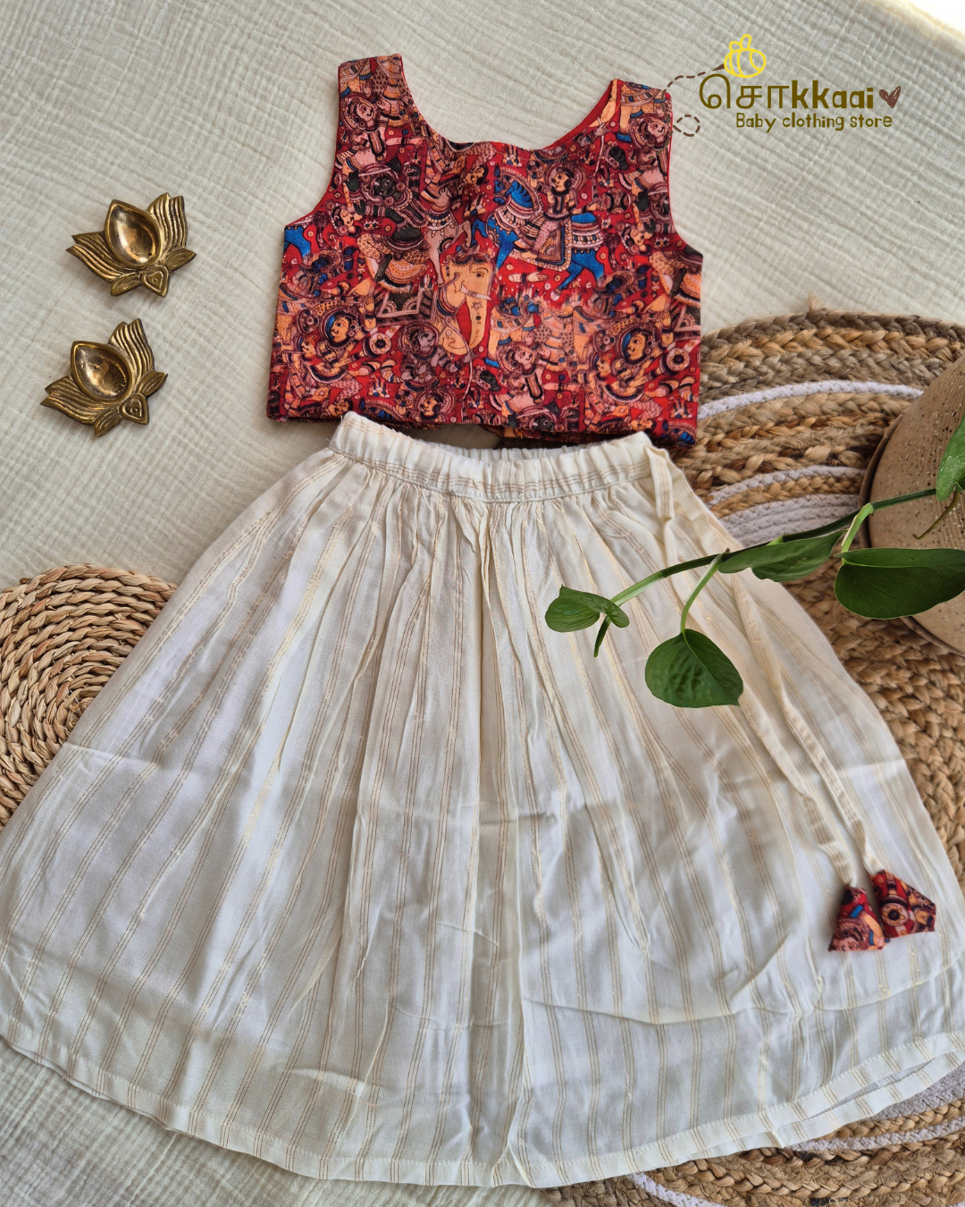 Onam Folklore Skirt and Top Girls (6m-6years) - Sokkaai
