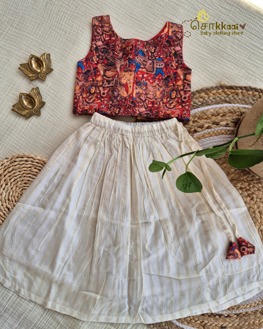 Onam Folklore Skirt and Top Girls (6m-6years) - Sokkaai