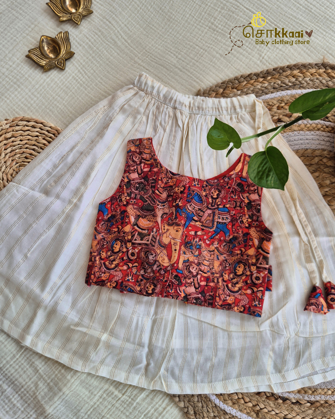 Onam Folklore Skirt and Top Girls (6m-6years) - Sokkaai