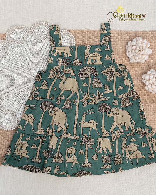Emerald Jungle Folk Tiered Frock (6m-6years) - Sokkaai
