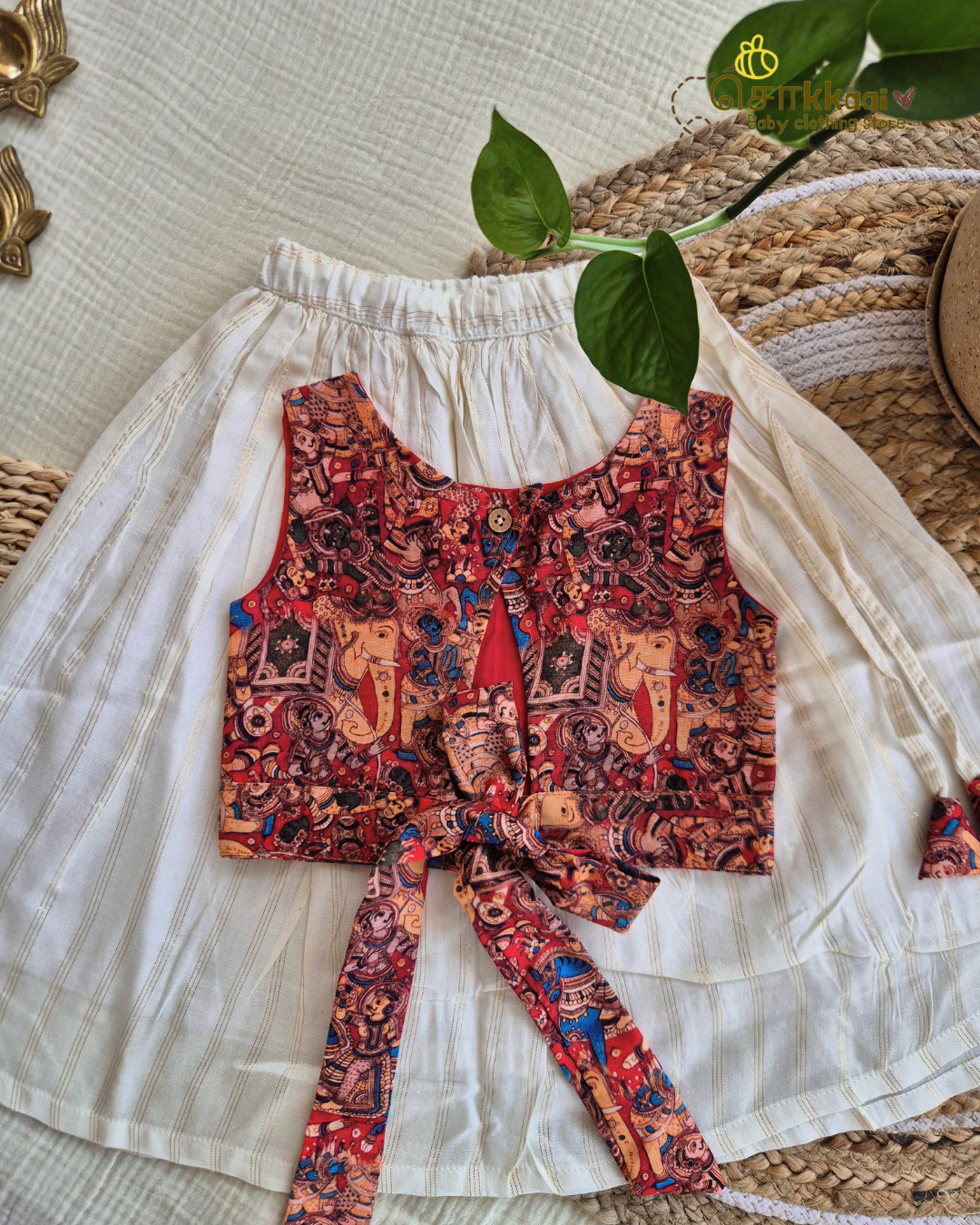 Onam Folklore Skirt and Top Girls (6m-6years) - Sokkaai