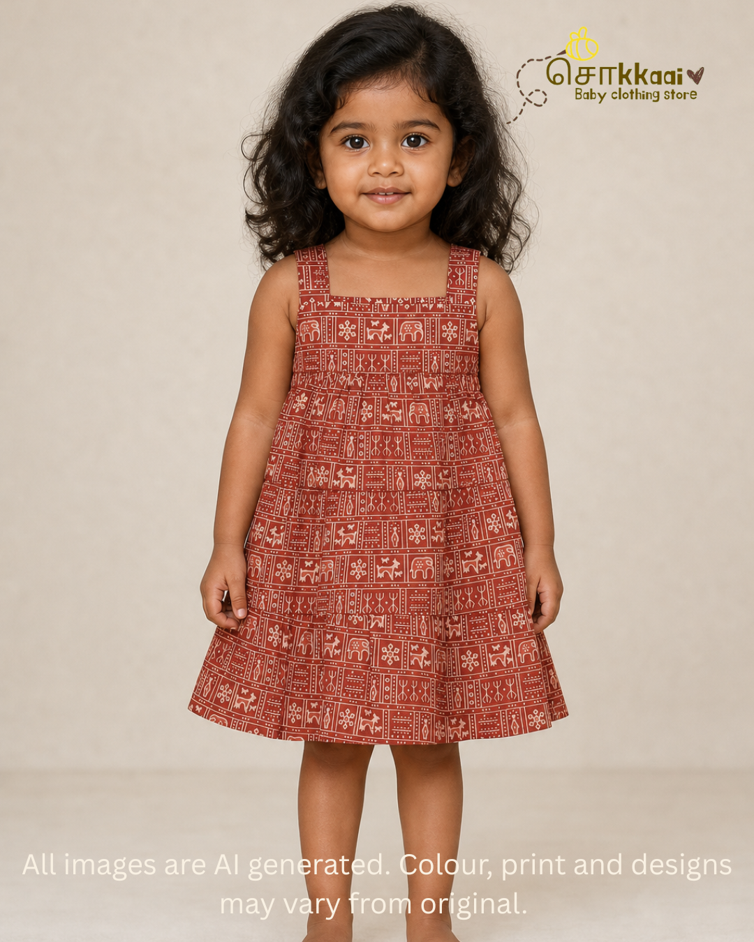Rustic Red Tribal Tiered Frock (6m-6years) - Sokkaai