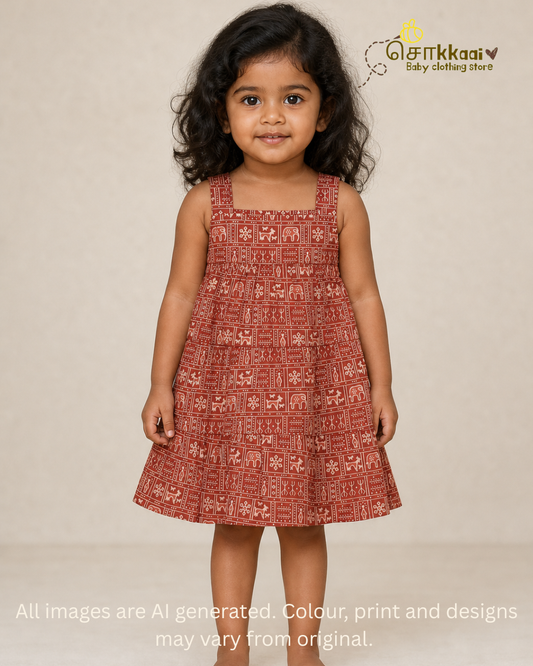 Rustic Red Tribal Tiered Frock (6m-6years) - Sokkaai