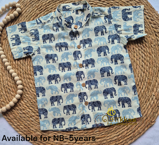 Kids  Cotton Blue Elephant Shirts (2-5years)