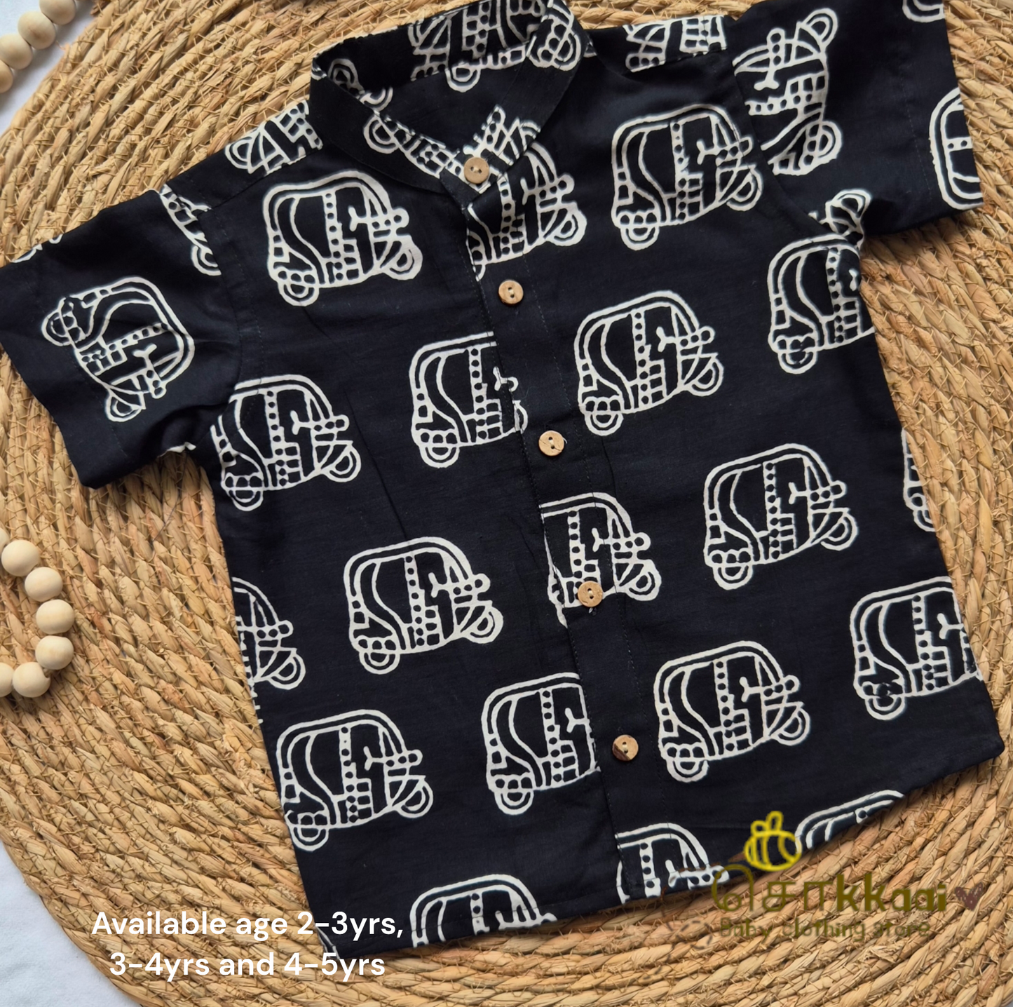 Kids  Cotton Black Auto Shirts (2-5years)