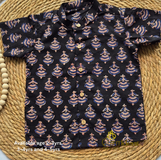 Kids Cotton Black Floral Shirts (2-5years)
