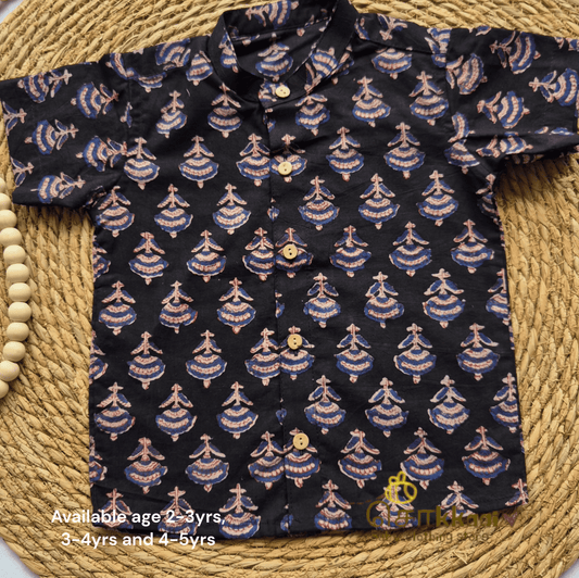 Kids Cotton Black Floral Shirts (2-5years)