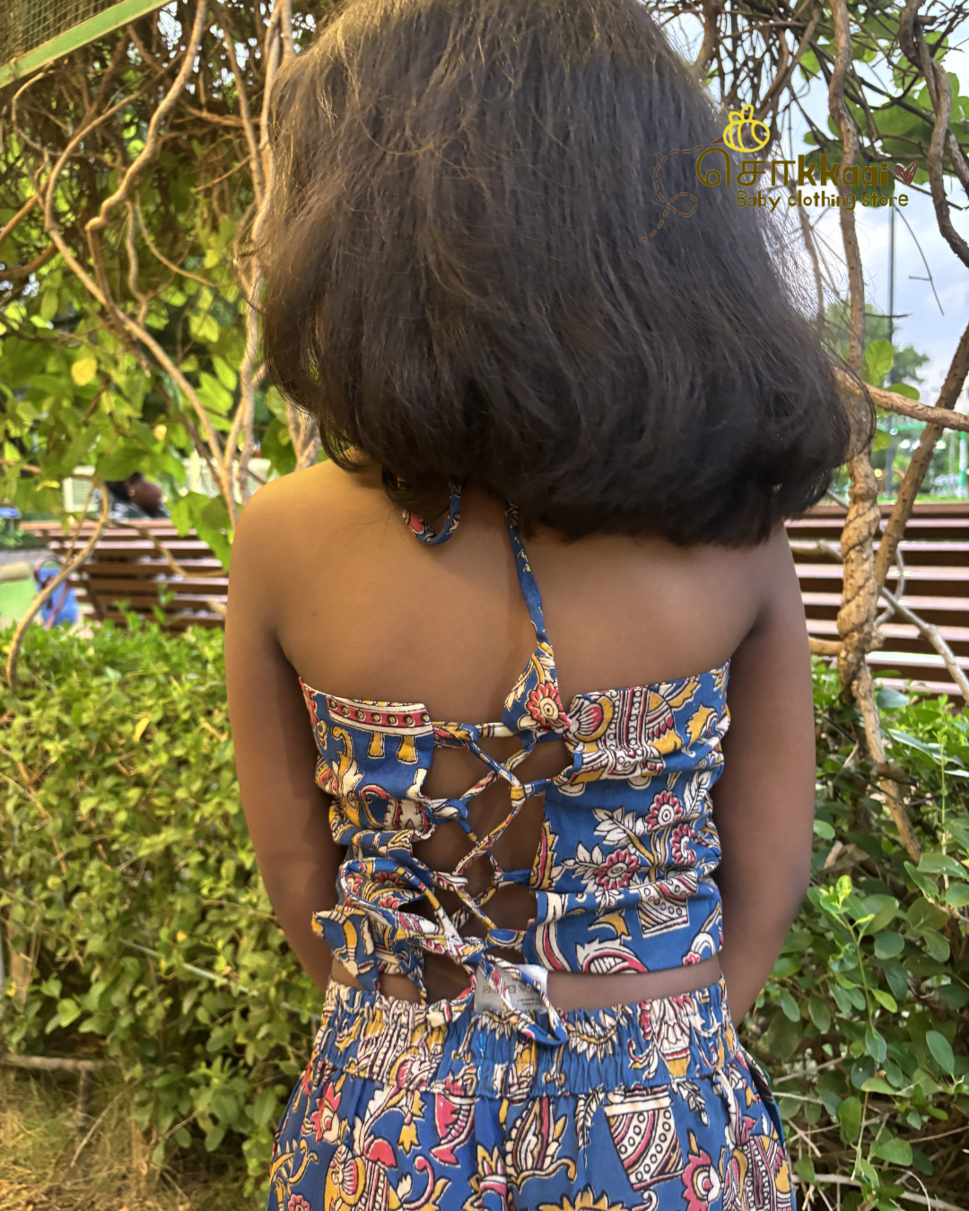 Folk Blue Kalamkari Palazzo Set (1-6years) - Sokkaai