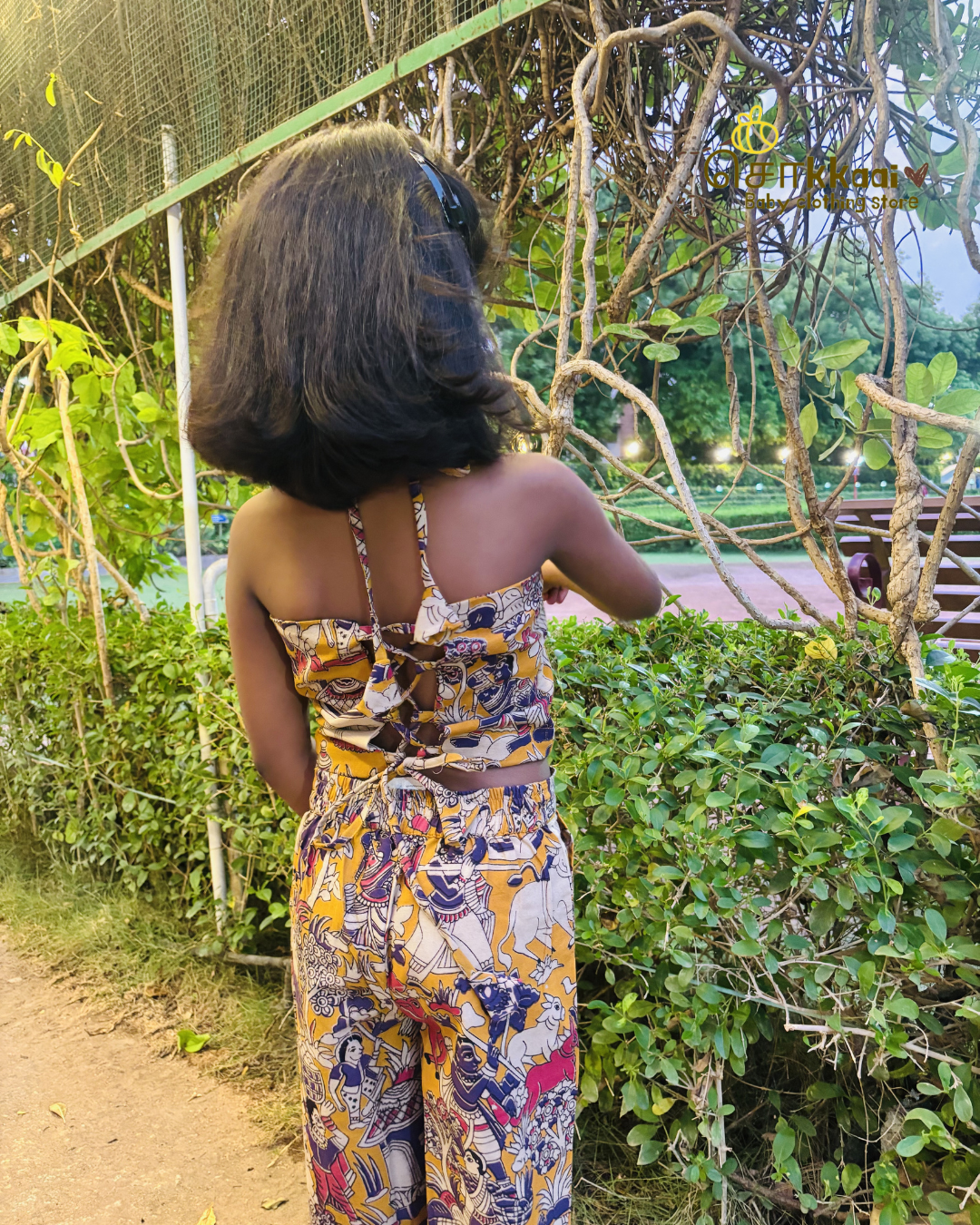 Golden Folk Kalamkari Palazzo Set (1-6years) - Sokkaai