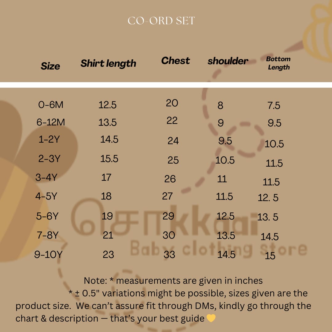 Mustard pine tree Christmas vibe coord set (0-10years) - Sokkaai
