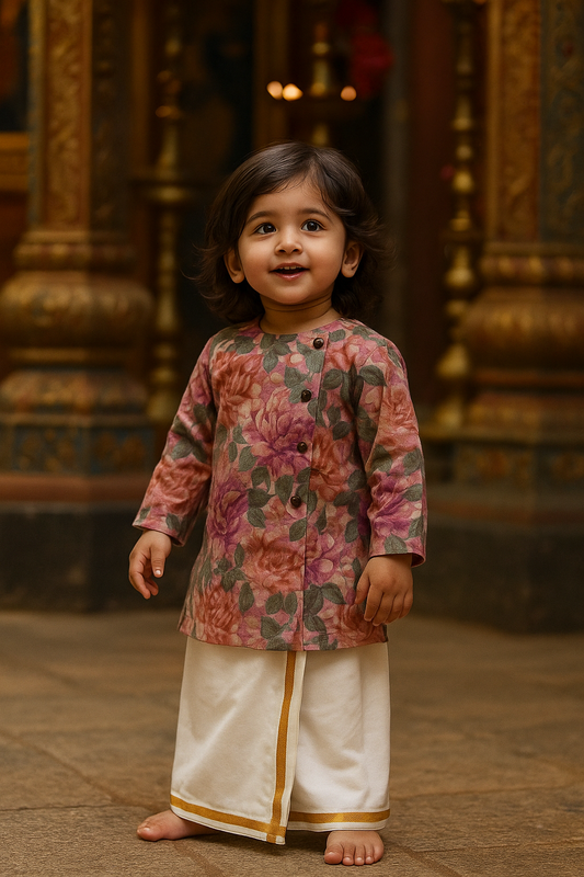 Divine Bloom Kids Kurta with veshti (1 to 5years)