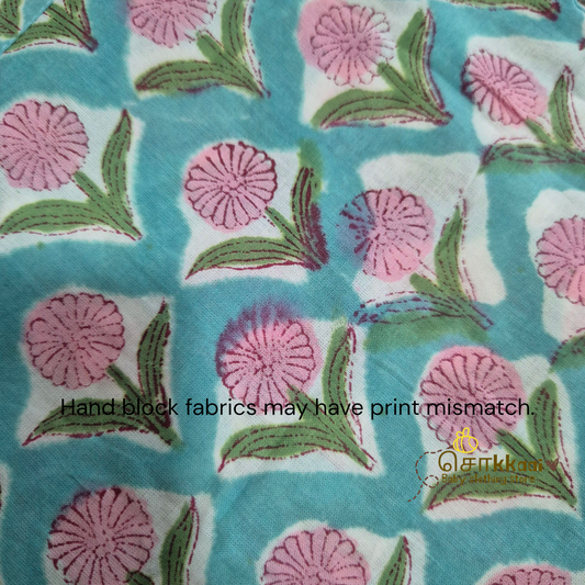 Blue & pink bloom cotton kurta & Dhoti set(0-5yrs) - Sokkaai